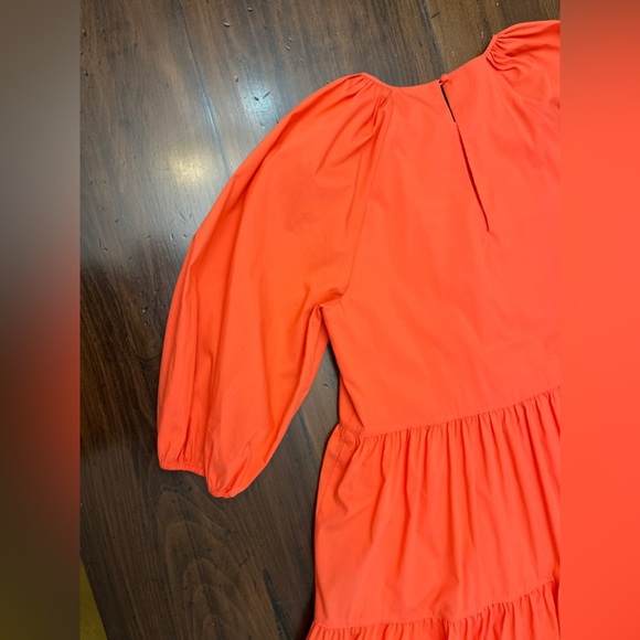 Cinq A Sept Lynn Dress Size 14 Coral Mini Layered Bow Easter Spring Ruffle NWT - Picture 10 of 16